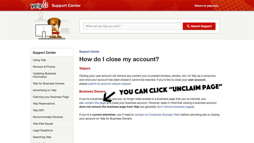 The Official Yelp Account Closure Process