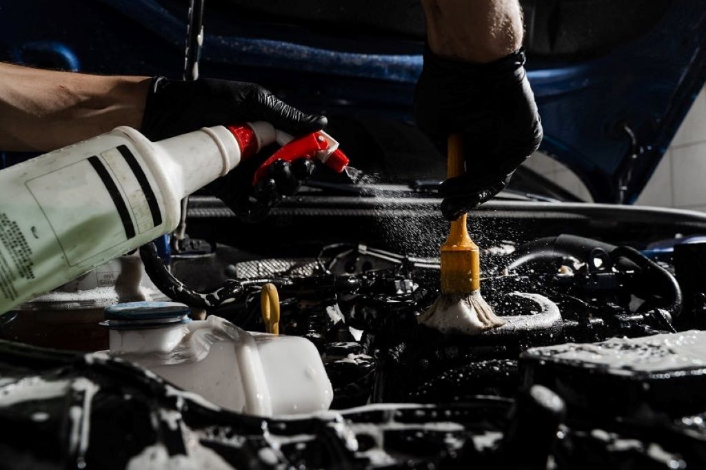 Can I use a pressure washer for an engine car wash?