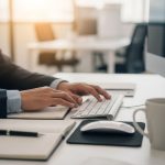 Business analyst reviewing economic profit calculation spreadsheet with NOPAT and WACC metrics on computer screen