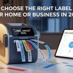 Portable label maker organizing home storage boxes