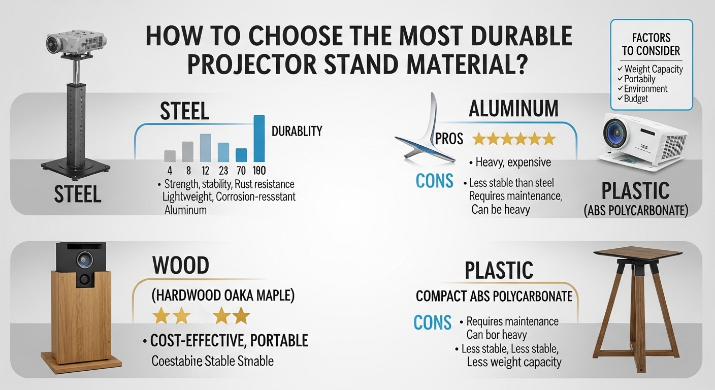 Aluminum vs steel projector stand durability comparison