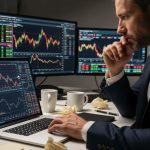 Investor reviewing market charts and sector data on a laptop before a market correction