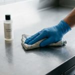 Cleaning sticky residue from a kitchen countertop