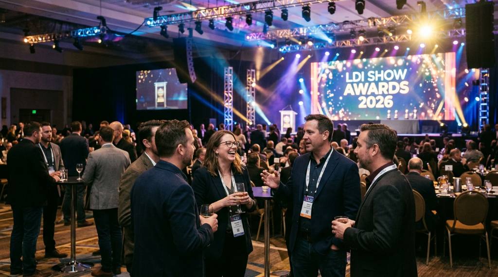 Industry professionals networking at the LDI Show 2026 awards ceremony in December