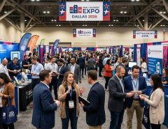 Crowd of small business owners networking at the Small Business Expo Dallas 2026 event floor