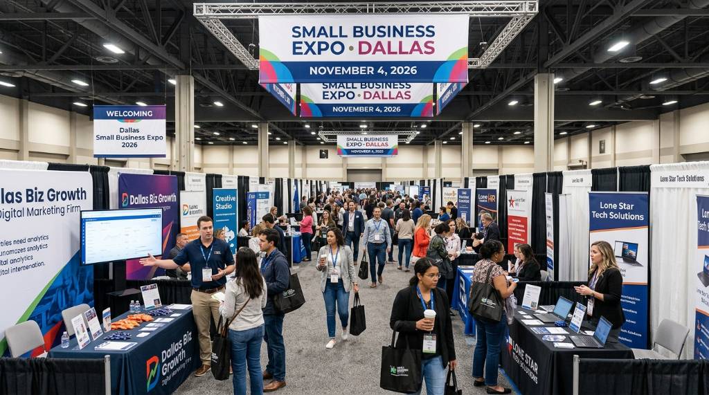 Exhibitor booths and attendees at the Small Business Expo Dallas on November 4, 2026